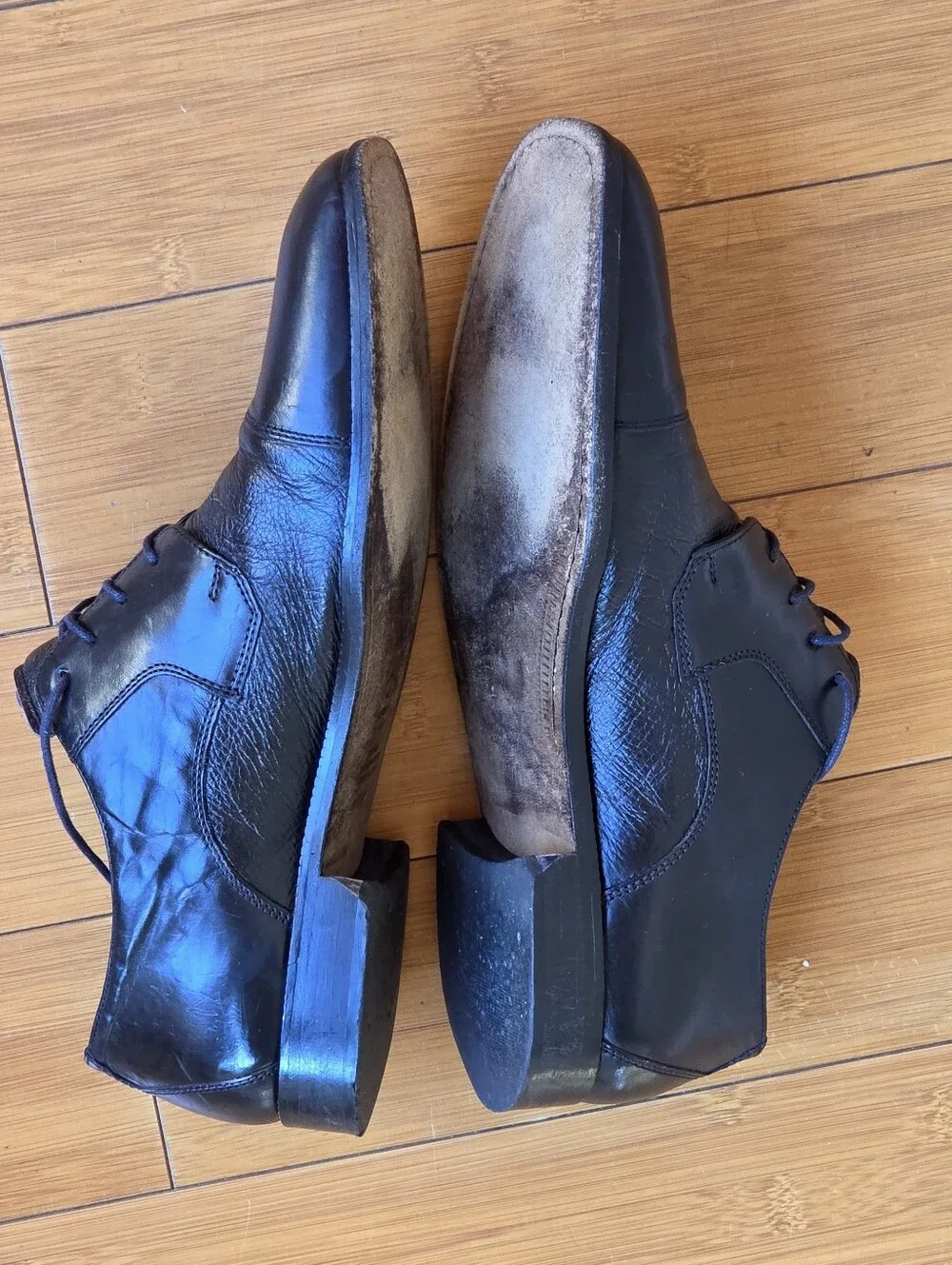 PRONTO Uomo Firenze Italian Leather Dress Shoes Derby Cap Toe Men's 11 Black